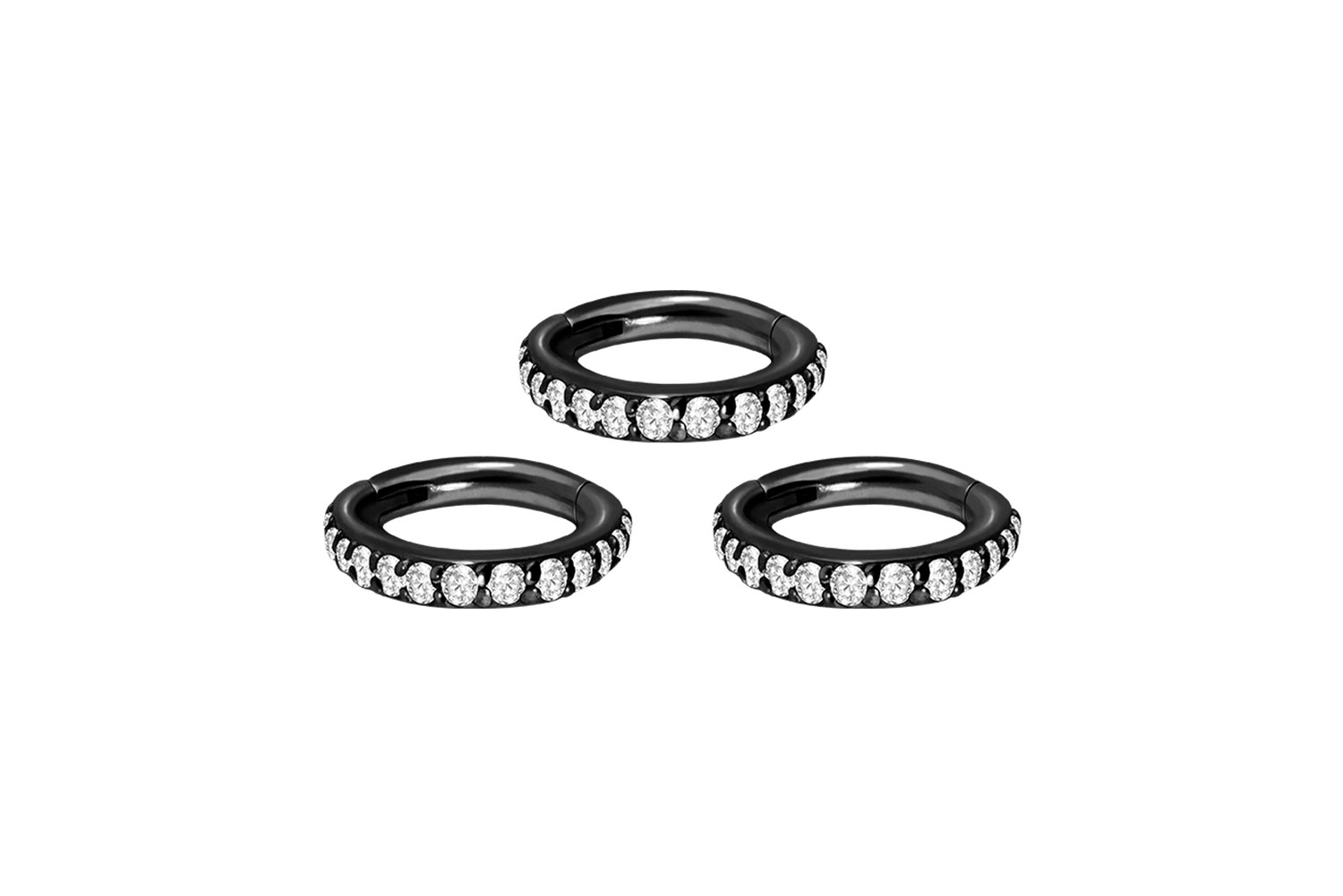 SET Chirurgenstahl Segmentring Clicker Piercing EINGEFASSTE KRISTALLE ++Neues Design++